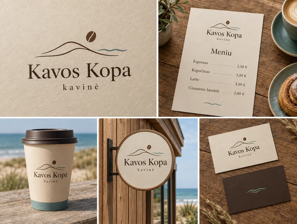 Kavos Kopa – logotipas ir meniu