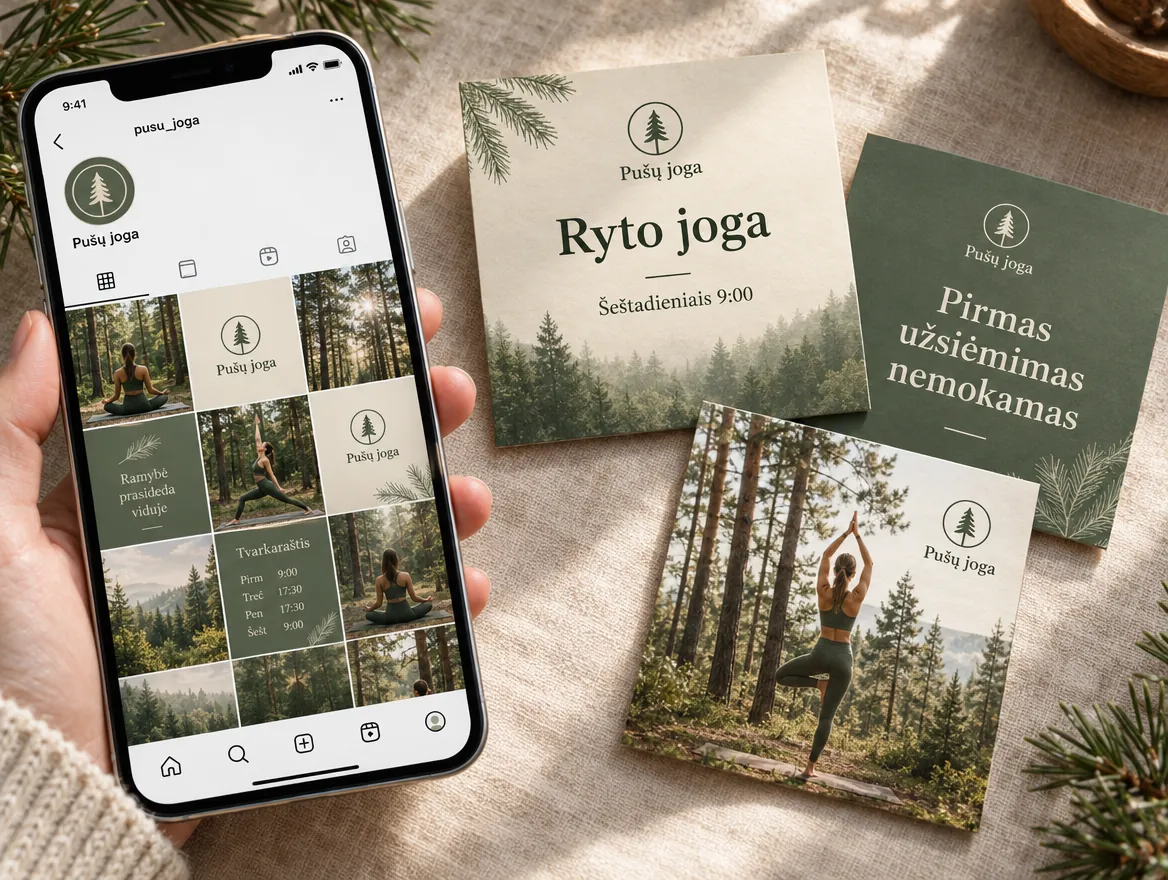 Pušų joga – socialinių tinklų įrašai