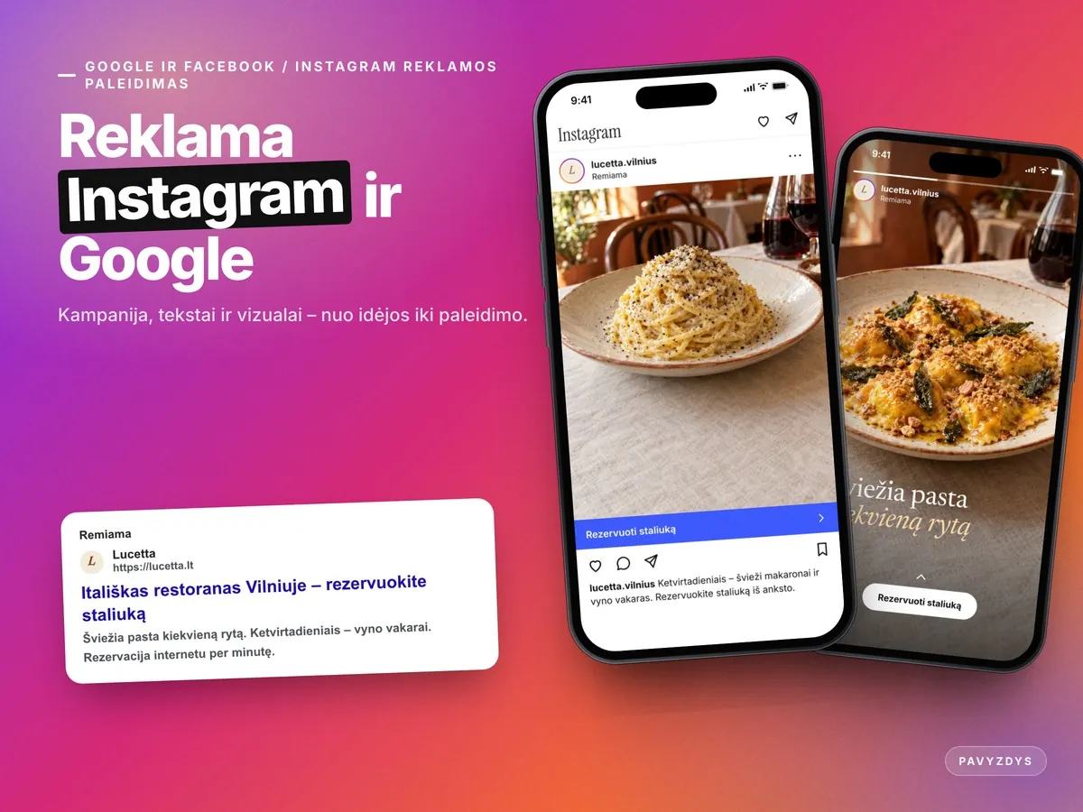 Reklama Instagram ir Google