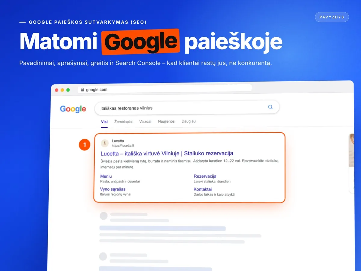 Google paieškos sutvarkymas